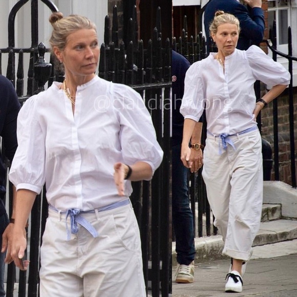 GWYN Tracy Puff Sleeve Button Down Shirt in White - Picture 4 of 17
